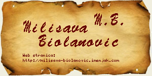 Milisava Biolanović vizit kartica